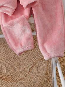 SHEIN Bộ quần cạp chun và áo len cardigan hình đám mây màu hồng đáng yêu cho bé gái, mùa thu/đông - Hồng - Xem 5