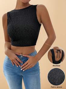 Chiquease Black Color Sexy Fitted Sleeveless Backless Body Lace Top,Going Out Tank Top,Sexy Date Night Top,Casual Vacation Tank Top,Women Tank Top - Black - View 1