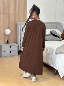 Slaydiva Tween-Mädchen Street Lässig Strick-Set, Unifarben mit langen Ärmeln, Strickjacke, Weste und langer Hose