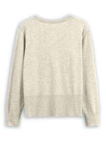 Calvaya Plus Size Front Button Long Sleeve Casual Top, Daily Wear Fall Winter Cloth For Women - Beige - View 2