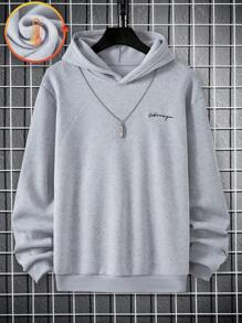 Manfinity Hypemode Loose Fit Men's Simple Letter Graphic Hoodie Sweatshirt, Men Hoodie, Gray Hoodie, Hoodies For Men - Grey - View 4