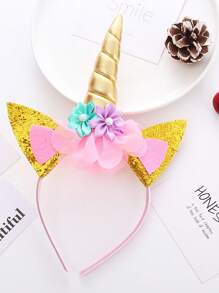 1 套独角兽生日派对头饰和腰带套装，可爱的粉色独角兽和花朵装饰皇冠公主头饰，生日派对礼物，万圣节角色扮演，新年礼物，可爱的头饰发夹，圣诞装饰圣诞礼物
