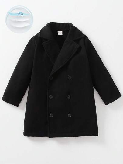 SHEIN Ung pojke Lapel Krage Dubbelbröst Överkappor