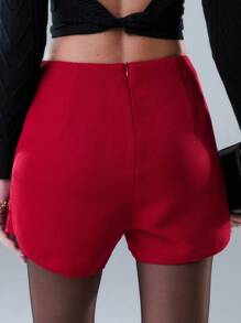 TypaGal Pantalones cortos con detalle asimétrico de botón envolvente para ropa de Año Nuevo