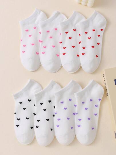 Maryam Alam 8 pares de calcetines tobilleros casuales con estampado de corazones para artistas
