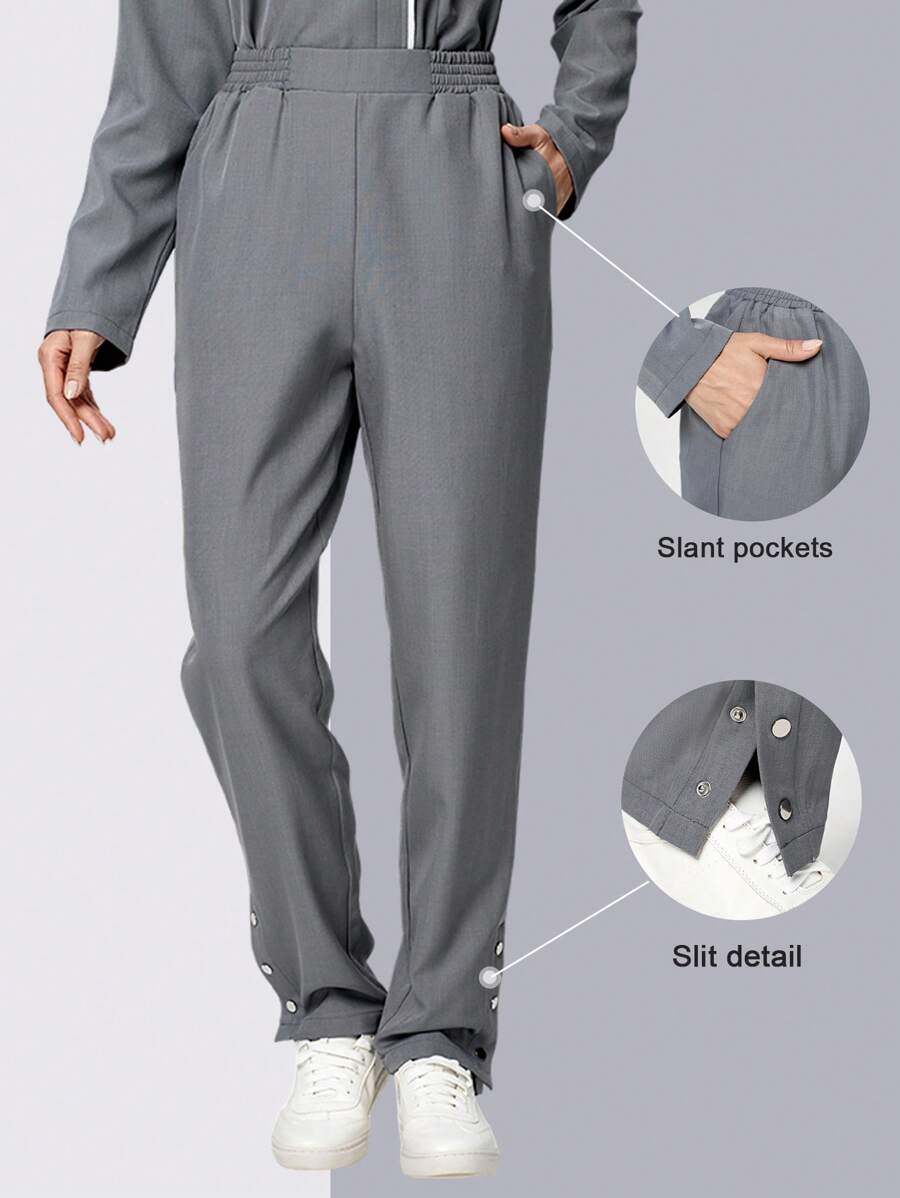 TaskEZ Anti-Wrinkle Side Slit 2 Pockets Women's Scrub Uniform Bottoms