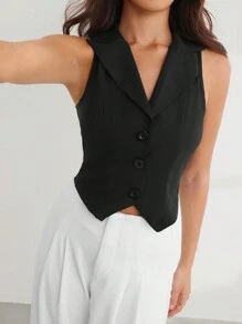 Firerie Lapel Collar Button Front Waistcoat In Fall/Winter