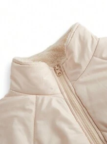 SHEIN LUNE 2024 Autumn/Winter New Women's Reversible Quilted Jacket, Multi-Style Padded Coat - Apricot - View 8