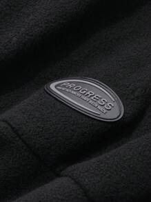 FRIFUL Women Solid Color Applique Fleece Zip-Up Regular Jacket, Winter Outerwear Women Coats - Black - View 6