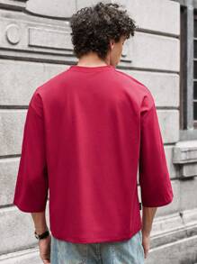 Manfinity VCAY Men's Woven Casual Everyday Loose Short Sleeve Half-Placket Shirt - Red - View 2