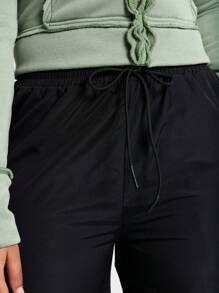 SUMWON WOMEN Nylon Wide Leg Trousers With Zip Detail - Black - View 6