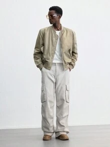 Maija Chaqueta larga de manga larga con forro acolchado, casual y versátil, color caqui sólido, ideal para el invierno, adecuada para Año Nuevo y fiestas festivas - Café integral - Ver 2