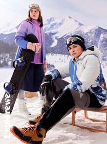 SHEIN Teen Girls' Front Zip Long Sleeve Pocket Ombre Minimalist Casual Hoodie