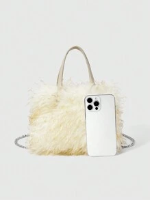 ROMWE Hippie 1 件女士时尚毛绒链条单肩手提包