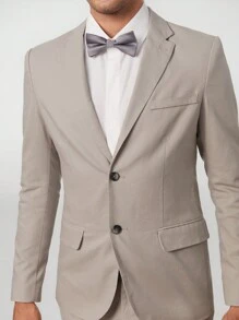 Manfinity NXTstreet Men Solid Blazer & Trousers Suit Set - Light Grey - View 2