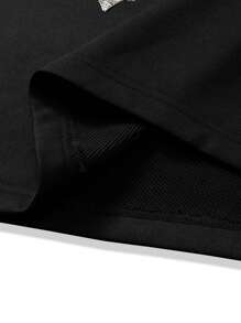 Manfinity Roghcode Áo thun nam cổ tròn tay ngắn họa tiết, mặc thường ngày - màu đen - Xem 5