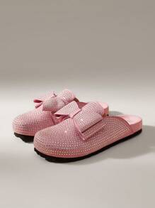 Solecia 女士时尚蝴蝶结装饰厚底坡跟休闲便鞋 - 粉色 - 查看 1
