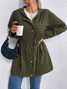 EMERY ROSE 大码女式抽绳腰带连帽外套