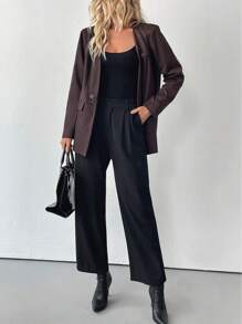 SHEIN LUNE New Relaxed Casual V Neck Fashion Jacket With High Quality Feeling For Women