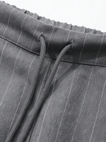 Dazy Star 女式系带前口袋条纹休闲裤，简约设计，适合日常穿着 - 灰色 - 查看 7