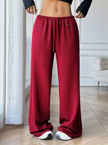 Muchica 女式休闲简约字母图案抽绳腰裤