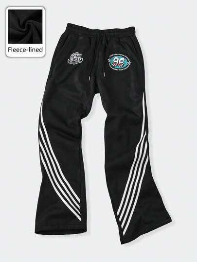 Street Life Pantalón de chándal con volantes y cinta web con rayas para hombre, estilo deportivo vintage de calle