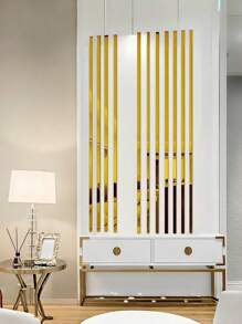 Gold Stainless Steel Mirror Sticker Self Adhesive Reflective Wall Decor Peel Stick Application Multi Size Living Room Bedroom Ceiling Trim Home Renovation