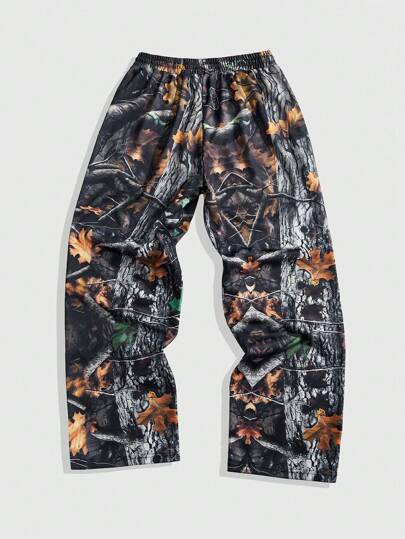 Street Life Men's Loose Fit Camo Tree Branch & Withered Wood Camouflage Pants, Streetwear