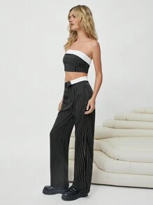 SHEIN EZwear Black Woven Women's Commuter Suit