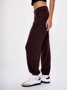 Musera Sport 针织弹力下摆慢跑裤，冬季优雅款 - 棕色 - 查看 3