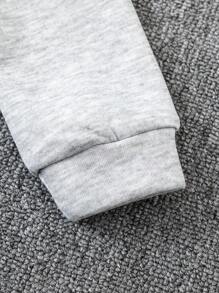 SHEIN 3pcs Young Boys Casual Letter Applique Thermal Lined Solid Color Versatile Warm Hoodie