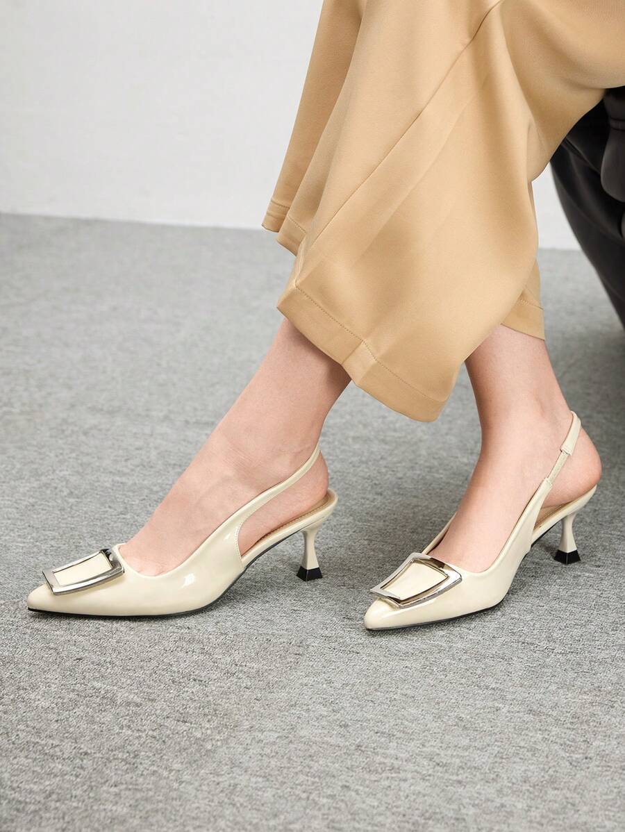 CUCCOO BIZCHIC Pointed Toe High Heel Classic Vintage Style Comfortable Versatile Women's High Heel Pumps For Christmas And New Year Holiday Vibe Fall And Winter - Beige - View 1