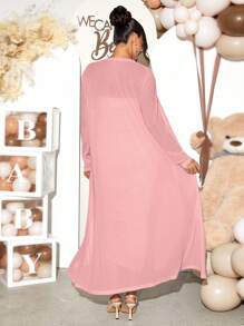 Loomaby 2pcs/Set Maternity Solid Long Sleeve Casual Jacket & Dress Set