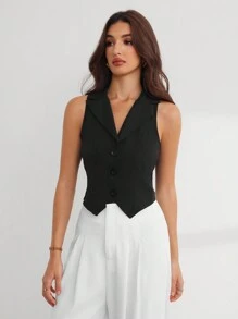 Firerie Lapel Collar Button Front Waistcoat In Fall/Winter