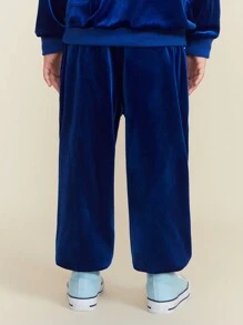 SHEIN 年轻女孩字母印花口袋设计宽松松紧腰哈伦裤