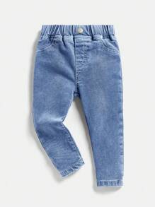 SHEIN 3件套男婴多件装百搭休闲弹力牛仔裤，秋冬季时尚之选 - 彩色 - 查看 7