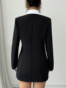 Selianne 女士时尚拼接撞色职业套装，秋季新款时尚设计优雅办公室女士套装