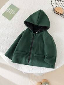 SHEIN Veste à capuche épaisse, style décontracté d'école pour garçon. Convient pour les sorties d'automne et d'hiver, la maternelle