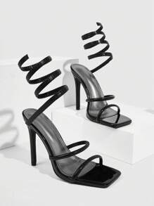 CUCCOO SZL Women's High-Heel Sandals Party Baddie Chic Gorgeous Style Disco Party Night Out Spring Shoes Spring Break Easter Prom Heels For Christmas - Black - View 5