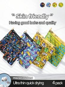 4pcs/Pack Men Fashionable Printed Boxer Briefs Sets - Multicolor - View 2