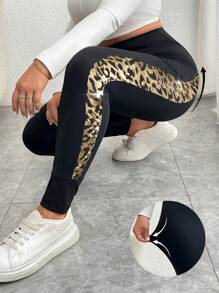 Calvaya 大码高腰修身休闲拼布紧身裤，日常休闲装 - 彩色 - 查看 7