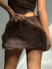 Aloruh Minifalda esponjosa moderna de cintura baja para fiestas, festivales de música Y2K, otoño/invierno