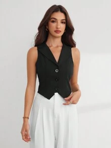 Firerie Lapel Collar Button Front Waistcoat In Fall/Winter