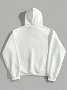 Forever 21 黑色加厚宽松印花连帽卫衣 - 白色 - 查看 2