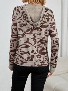 SHEIN LUNE Áo nỉ dài tay cổ có mũ in họa tiết toàn thân dành cho nữ, kiểu dáng thường ngày, đa năng, thích hợp cho mùa thu. - Nhiều màu - Xem 2