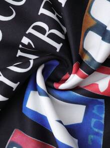 PAVTROS Manfinity Streetrush Manfinity Streetrush Men's Slogan Print Round Neck 2 In 1 Long Sleeve Pullover Sweatshirt, Autumn/Winter,Men's Layered Street Wear, 2 In 1 Printed Sweatshirt, Boyfriend Gifts - Black - View 6