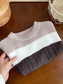 小男孩温暖棕熊图案套头衫，采用舒适材质，可爱的熊图案，条纹对比，适合学校、家庭、公园、娱乐时间和户外活动 - 彩色 - 查看 6