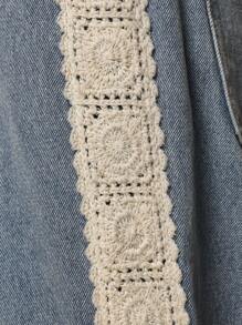SUMWON Loose Fit Jean With Crochet Side Panel - Blue - View 5