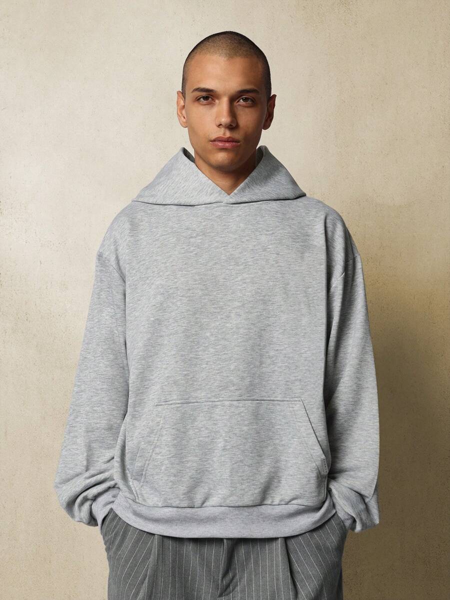 SUMWON Premium Loopback Hoodie Classic Athletic Sweatshirt Winter Essential Kangaroo Pocket Cozy Loungewear Gym Casual Sporty Activewear Athleisure - Grey - View 1