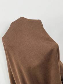 SHEIN EZwear Áo khoác dài thường ngày hai hàng khuy cỡ lớn cho nữ, mùa thu - màu nâu - Xem 7